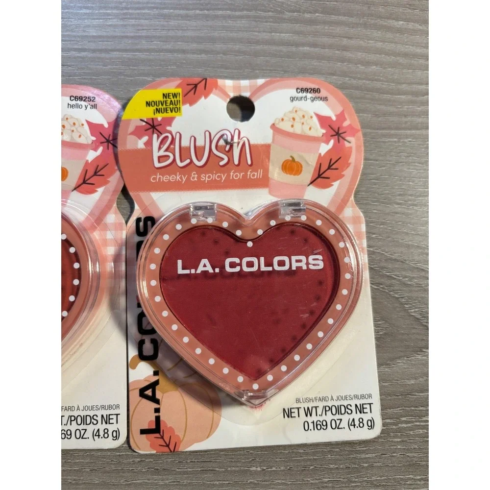 NEW L.A. COLORS Fall Blush Duo Hello Y'all & Gourd-geous Heart Compacts 2 Pack